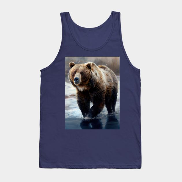 Arctic Grizzly Bear-Oil paint Tank Top by ABART BY ALEXST 